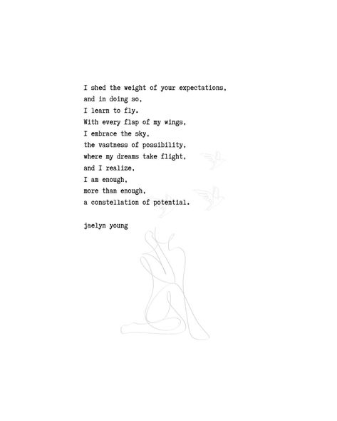 “More than Enough” by Jaelyn Young 🌸 This poem is a celebration of self-love and the journey to embrace our worth. 💖 Let every word remind you of your own brilliance. #MoreThanEnough #SelfLove #poetry #poem #poetrycommunity More Than Enough, I Am Enough, Learn To Fly, Poetry Poem, Constellations, The Journey, Self Love, Poetry, Let It Be