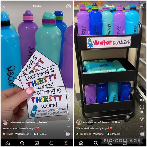 Water Bottle Organization Classroom, Lunchbox Storage Classroom, Classroom Water Bottle Station, Water Bottle Station Classroom, Hydration Station Classroom, Classroom Water Bottle Storage, Water Bottle Station, Monster Phonics, Llama Classroom