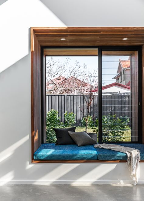 Built In Window Seat, Pegboard Wall, Window Seat Design, Box Window, Timber Panelling, Front Rooms, Window Design, Window Seat, Modern Dining Room