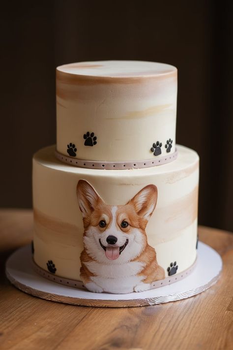 Best Pembroke Welsh Corgi Cake Designs for Dog Birthday Parties Dog Design Birthday Cake, Corgi Cake, Dog Cake Design, Dog Bread, Dog Birthday Cake, Biscuit Cake, Dog Cakes, Dog Cake, Dog Birthday Party