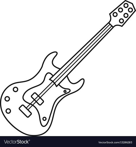 Sketch Guitar, Electric Guitar Icon, Electric Guitar Illustration, Electric Guitar Drawing, Guitar Cartoon, Guitar Outline, Guitar Icon, Guitar Svg, Guitar Illustration