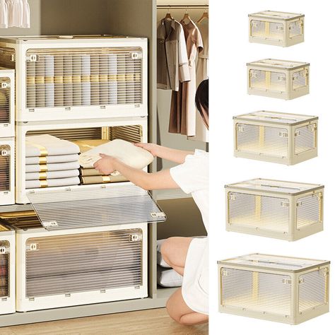 Large Folding Storage Box Stackable Case Cabinet Closet Home Organizer on Wheels | eBay Collapsible Wardrobe, Folding Wardrobe, Toy Clothes, Craft Toys, Wardrobe Organizer, Clothes Wardrobe, Cabinet Closet, Camping Storage, Stackable Storage Bins