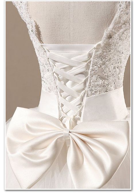 cheap wedding dresses Ball Gown Lace Bowknot by Charmbride on Etsy, - http://goo.gl/ZxAbG8 Wedding Dresses With Bow Straps, Gown With Bow At The Back, Ribbon Back Dress, Wedding Dresses Ball Gown Lace, Wedding Dress Bow, Wedding Dress With Bow, Low Cost Wedding, Tulle Balls, Cheap Wedding Dresses