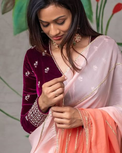 20 Full Sleeves Blouse Designs | POPxo Sleeves Blouse Designs, Blouse Designs For Saree, Full Sleeves Blouse Designs, Velvet Blouse Design, Full Sleeves Blouse, Outfit Ideas Wedding, Keep Me Stylish, Full Sleeve Blouse, Blouse Stitching