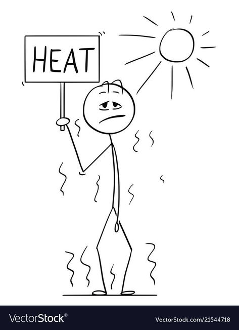 Hot Weather Drawing, Heat Drawing, Sketch Notes Doodles, Flip Books Art, Stick Men Drawings, Holding Sign, Stick Drawings, Stick Figure Animation, Stick People