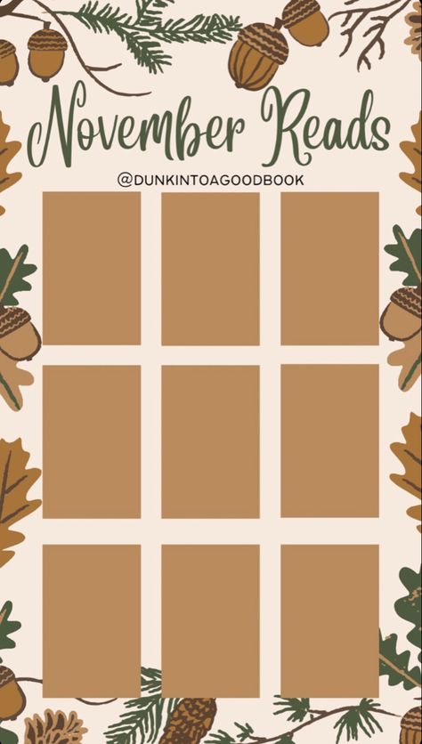 November Reading Template, November Book Template, November Reads Template, November Reads, Fall Library, Bookish Templates, Read Template, Reads Template, Book Trackers