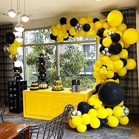 Bee Balloon, Balloon Arch Kit, Sunflower Baby Showers, Girls Birthday Party Decorations, Fiesta Party Decorations, Batman Birthday Party, Yellow Balloons, Silver Balloon, Bee Party