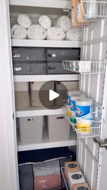 Elnaz Hamai on Instagram: "Amazon Linen Closet Organization!  🔗LIKE THIS POST & COMMENT “LINEN” to receive the link. You can also find the link in my bio under “Linen Closet”.  If your linen closet is small like mine try not to overstuff it for a clutter free space. These over the door organizers are budget friendly and are great storage solution 🥰.   #amazonhome #amazonfinds #linencloset #organizedhome #organizedcloset #founditonamazon #hometips #organizationtips" Farmhouse Linen Closet Organization, Linen Closet Door Organization, Small Living Room Closet Ideas, Linen Closet Storage Ideas Small Spaces, Linen Storage In Master Closet, Bath Towel Storage Ideas Linen Closets, Corner Linen Closet Organization, Organizing Linen Closet Ideas, Small Coat Closet Organization Ideas