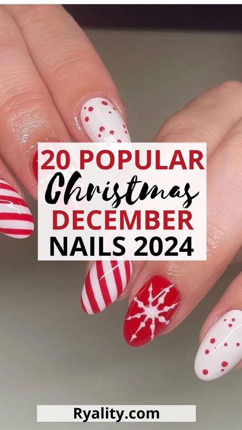 This is the best list of december nail inspo I've seen! Especially love the snowflake nails Cute Nail Designs For Christmas Simple, Almonds Christmas Nails, Red And Pink Christmas Nails Ideas, Elegant Snowflake Nails, Simple Red And White Nail Ideas, Ombre With Snowflake Nails, Super Cute Christmas Nails, Coffin Shape Nails Christmas, Christmas Nails Santa And Reindeer