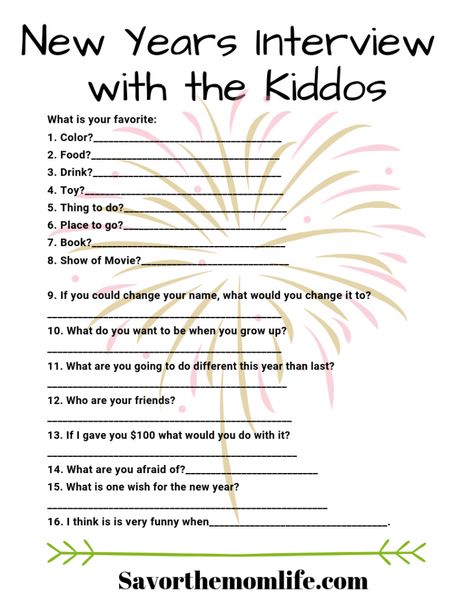 New Years Interview For Kids, Nye Kids, Kids Nye, New Years Kids, Noon Years Eve, New Years With Kids, Nye Ideas, New Years Eve Traditions, Family New Years Eve