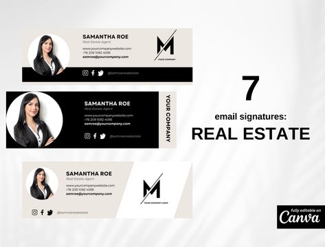 Email Signature Real Estate | Gmail Signature | Canva Email Signature Template | Modern Real Estate | Real Estate Marketing Mail Signature Design, Email Footer, Gmail Signature, Professional Email Signature, Luxury Real Estate Agent, Modern Real Estate, Mail Signature, Email Signature Templates, Real Estate Templates