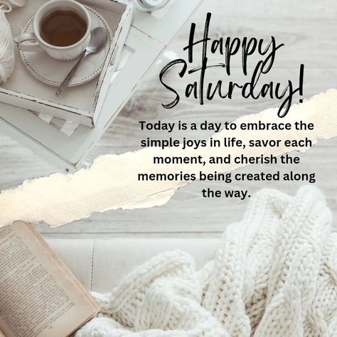 Good morning! 🌞 Today is all about enjoying the simple things in life, savoring the little moments, and creating memories that will last. Let’s embrace the beauty in the everyday and soak in all the joy this weekend brings. Make today count! 🌞✨ #GoodMorning #SimpleJoys #WeekendVibes #cherishthemoment #morningmotivation #MorningQuotes #saturday #morningmood Saturday Motivation Quotes, Saturday Motivation, Weekend Wishes, Make Today Count, Good Morning Today, Simple Things In Life, Morning Mood, Creating Memories, Good Morning Good Night