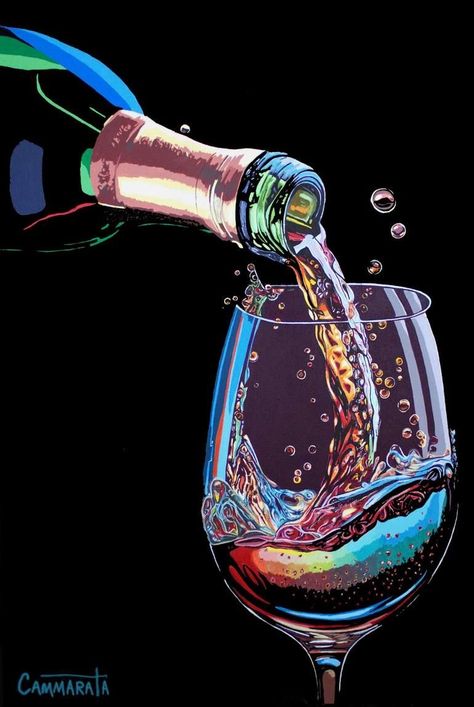 Wine Pop Art, Wine Glass Acrylic Painting, Wine Glass Painting Canvas, Wine Art Painting, Champagne Artwork, Blind Painting, Drinks Painting, Wine Paintings, Food Pop Art