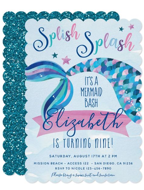 Mermaid Birthday Invitations - Under The Sea Birthday Party Invites. Girl's Birthday Party Invitations. afflink Elsa Birthday Party, Mermaid Birthday Party Invitations, Eden Rose, Mermaid Birthday Party Decorations, Mermaid Theme Birthday Party, Birthday Party Invites, Mermaid Party Decorations, Mermaid Birthday Invitations, Mermaid Theme Party