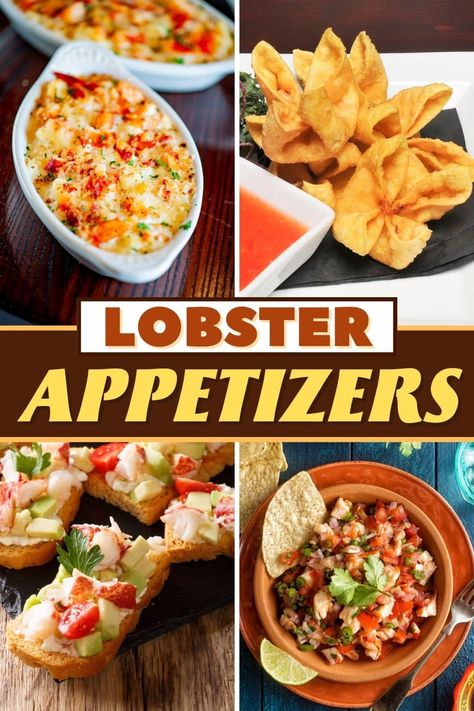 Indulge in these lobster appetizers because you deserve it! From dip to mini-lobster rolls to mac and cheese bites, lobster is a decadent start to any meal. Lobster Dip Recipes Appetizers, Hot Lobster Dip Recipe, Lobster Hors D’oeuvres, Lobster Ravioli Appetizer, Drunken Lobster Tail Skewers, Lobster Appetizer Recipes Holidays, Lobster Bites Appetizers, Lobster Appetizers Appetizer Ideas, Lobster Bites Recipes