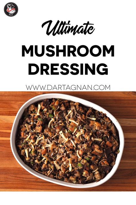 Mushroom Dressing Thanksgiving, Crouton Stuffing Recipe, Mushroom Dressing, Turkey Sides, Mushroom Stuffing, Baked Mushrooms, Make Ahead Appetizers, Best Thanksgiving Recipes, Mushroom Recipe