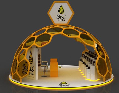 BEE RURAL Small Showroom made in 3ds Max and Vray on Behance Honey Display, Hexagon House, Abstract Painting Diy, Boho Crafts Diy, Exhibition Stall, Architecture Wallpaper, Kiosk Design, Stall Designs, Black Phone Wallpaper