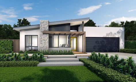 Bungalow Facade Design, Modern Facade House, Small Contemporary House Exterior, Modern Elevation Designs For House, House Facades Australia, Modern Roof Design, Modern House Exterior Single Story, Mcdonald Jones Homes, Modern Contemporary House Plans