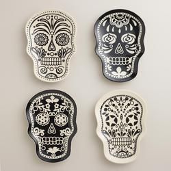 Set of 4 Muertos Plates Cost Plus World Market, Skull Decor, Sugar Skulls, Décor Diy, Plates Set, Skull And Bones, World Market, Beetlejuice, Skull Art