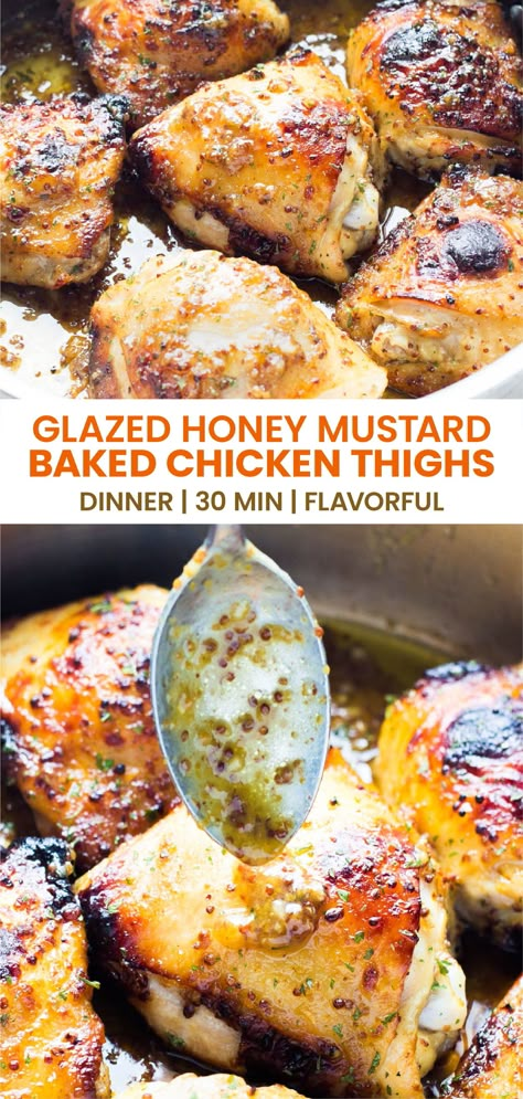 Chicken Thigh Recipes Mustard, Chicken Thigh Honey Mustard, Chicken Thigh Recipes Honey Mustard, Low Fat Chicken Thigh Recipes, Honey Mustard Glazed Chicken, Thanksgiving Chicken Thigh Recipes, Homey Mustard Chicken, Honey Dijon Chicken Thighs, Honey Glazed Chicken Thighs