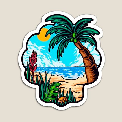 Get my art printed on awesome products. Support me at Redbubble #RBandME: https://www.redbubble.com/i/magnet/keep-nature-wild-by-si3iy/131111416.TBCTK?asc=u Tattoos Infinity, Beach Drawing, Tattoos Mandala, Retro Painting, Tattoos Geometric, Beach Illustration, Small B, Graphic Tshirt Design, Surf Art