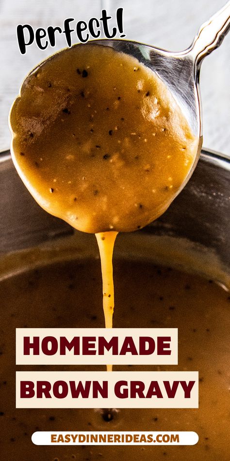 Knowing how to make gravy from scratch is a kitchen skill you'll use forever! This Homemade Brown Gravy is so easy to make and only requires a few ingredients. You won't need pan drippings at all. Brown Gravy From Scratch, Hoagie Dip, Gravy Without Drippings, Homemade Brown Gravy, Brown Gravy Recipe, Gravy From Scratch, Easy Gravy Recipe, Novice Chef, How To Make Gravy