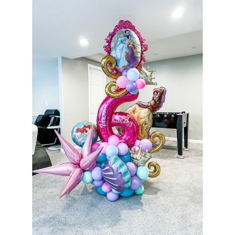 Disney Princess Balloon Bouquet, Princess Balloon Bouquet, Number Balloon Bouquet, Princess Balloon, Princess Balloons, Bouquet Arrangement, Princess Theme Party, Princess Theme, Princesa Disney