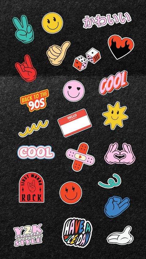 Editable retro funky Y2K sticker remix set | premium image by rawpixel.com Funky Sticker Ideas, Wallpaper Peace, Funky Sticker, Resident Evil 8, Y2k Stickers, Retro Stickers, Doodle Sticker, Stickers Cool, Stickers Png