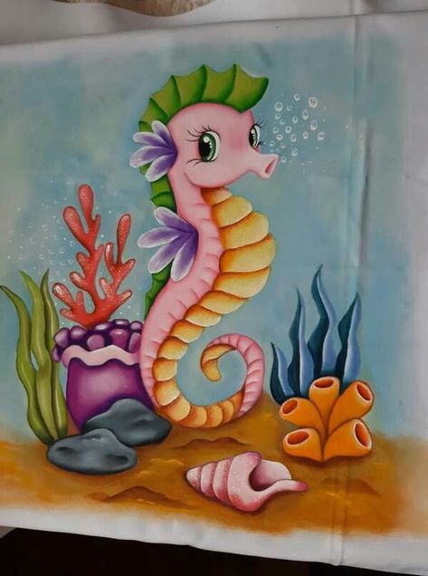 Sea Horse Drawing, School Wall Art Ideas, Fabric Painting Techniques, Quality Quotes, School Wall Art, Oil Pastel Drawings, Sea Horse, Nature Art Painting, Diy Canvas Art Painting