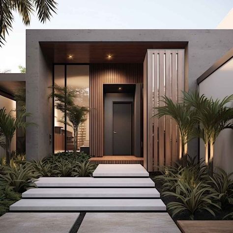 House Front Door Design, Modern Entrance Door, Main Entrance Door Design, Contemporary House Exterior, Home Door Design, Modern Entrance, Entrance Door Design, House Arch Design, Modern House Facades