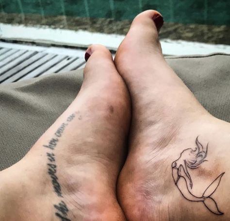 Mermaid Ankle Tattoo, Little Mermaid Tattoo, Tattoo Mermaid, Ocean Mermaid, Mermaid Tattoo, Mermaid Tattoos, Tat Ideas, Ankle Tattoo, Little Mermaid