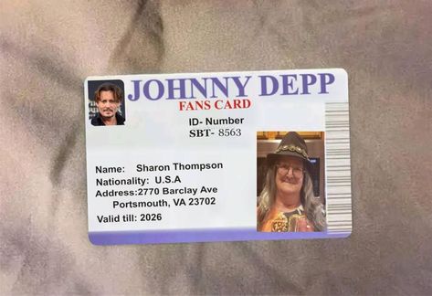 Fan Id Card, Johnny Depp Recent Photos, Vip Card Design, Johnny Depp News, Johnny Depp Funny, Johnny Depp Images, Fan Card, Jason Beghe, Doctors Note Template