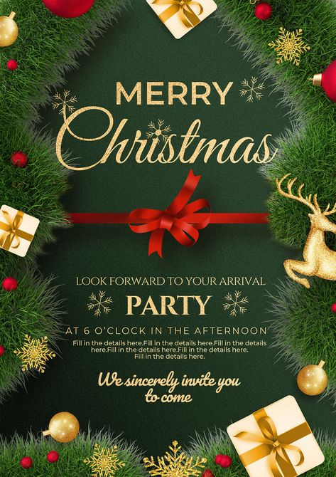 Merry Christmas Invitation Card, Christmas Design Background, Christmas Event Flyer, Christmas Logo Ideas, Poster Christmas Design, Christmas Creative Poster, Christmas Invitations Template Free, Christmas Poster Design Ideas, Christmas Invitations Ideas