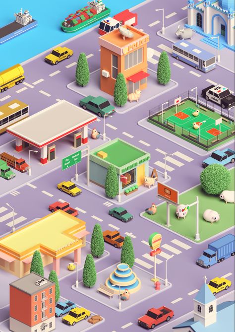 Isometric Illustration City, Isometric Building Illustration, Building Isometric, City Isometric, Isometric Building, Low Poly City, Scifi Environment, Isometric Map, Eco City