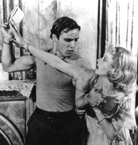 Vivien Leigh & Marlon Brando as Stanley & Blanche from A Streetcar Named Desire. 1951.  Blanche frantically tries to retrieve the letters, her dead husband wrote, from Stanley. Karl Malden, Elia Kazan, A Streetcar Named Desire, Emotional Scene, Tennessee Williams, Vivien Leigh, Darjeeling, Cinema Movies, Marlon Brando