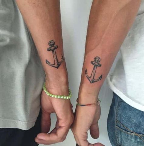 Friendship Tattoos For Guys, Bro Tattoos, Deep Meaningful Tattoos, Matching Friendship Tattoos, Brothers Tattoo, Matching Friend Tattoos, Simple Arm Tattoos, Brother Tattoos, Anker Tattoo