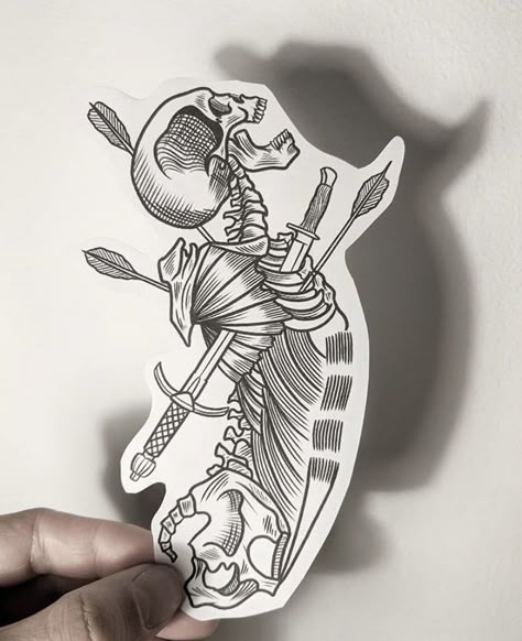 Old School Skeleton Tattoo, Neo Traditional Skeleton, Etch Tattoo, Traditional Skeleton Tattoo, Sif Dark Souls, Tattoo Coloring Book, Medieval Tattoo, Engraving Tattoo, Tattoo Posters