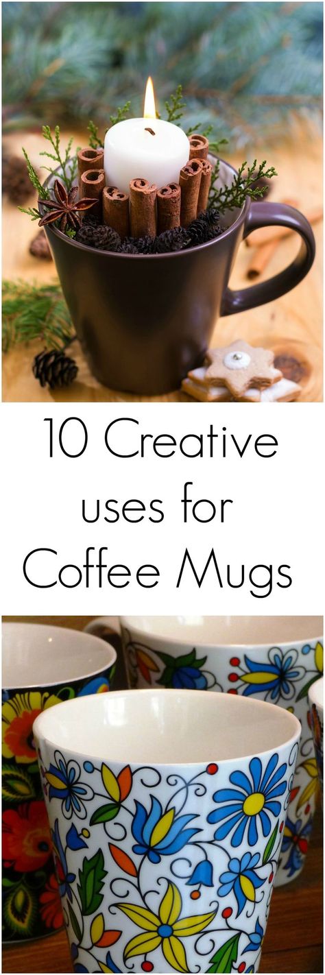 10 Creative Uses for Coffee Mugs When they are Taking Over Your Cabinets! Coffe Mug Cake, Coffee Cup Crafts, Coffee Cup Images, Coffee Mug Crafts, Coffee Cups Diy, Gift Wrapping Station, Diy Cleaning Products Recipes, Mug Crafts, Cup Crafts