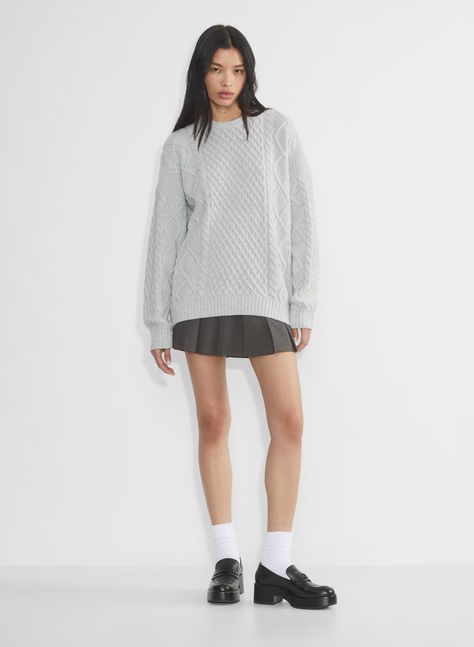 PEGGY SWEATER - Crewneck cable-knit wool sweater Peggy Sweater Aritzia, Aritzia Peggy Sweater, Peggy Sweater, Knitwear Skirt, Aritzia Outfit, Aritzia Style, Big Comfy Sweaters, Sweater Aritzia, Aritzia Sweater