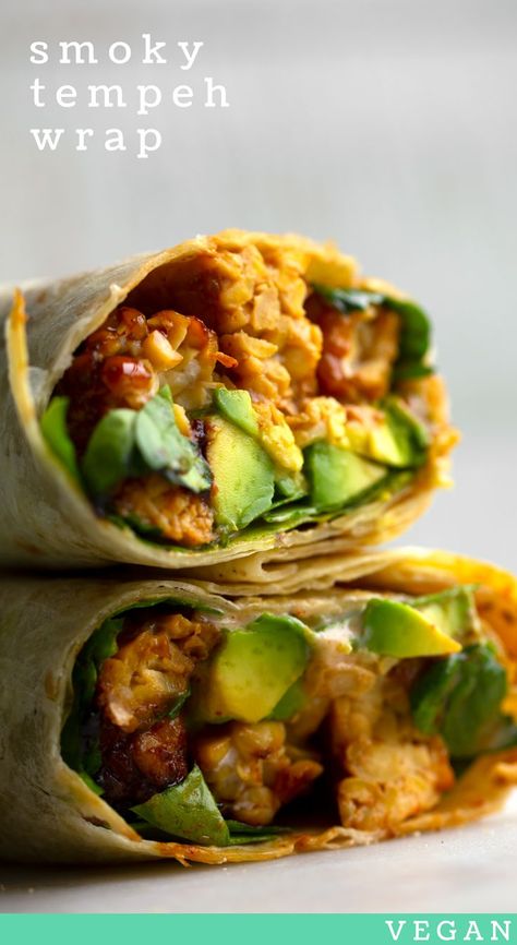 Tempeh Wrap, Avocado Wrap Recipes, Vegetarian Sandwiches, Sandwich Vegetarian, Vegan Wrap, Week Meals, Ms Diet, Avocado Wrap, Tempeh Recipes