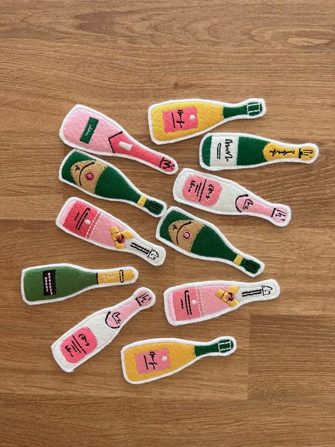 Champagne Bottles Machine Embroidery File design - 5 x 7 inch hoop _ Wine Embroidery Design Bottle Embroidery, Wine Embroidery, File Design, 자수 디자인, Champagne Bottles, Sewing Project, Champagne Bottle, Embroidery Files, Embroidery Design