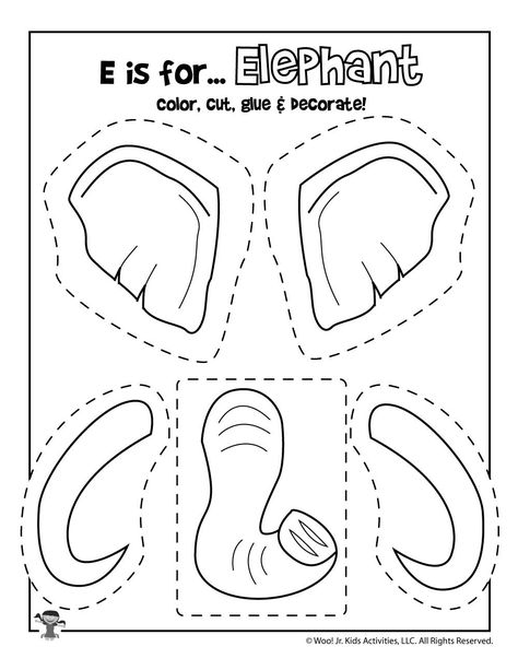 E is for Elephant Coloring Craft Activity | Woo! Jr. Kids Activities Elephant Headband Craft, Elephant Headband, Letter E Activities, E Is For Elephant, Letter E Craft, Preschool Letter Crafts, Elephant Coloring, Alphabet Letter Crafts, Elephant Crafts