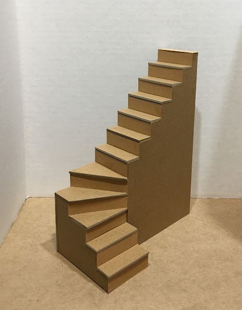 Cricut Chipboard, Dollhouse Stairs, Dollhouse Staircase, Conceptual Model Architecture, Inflatable Party Decorations, Kit Bashing, Moving Walls, Concept Models Architecture, New Staircase