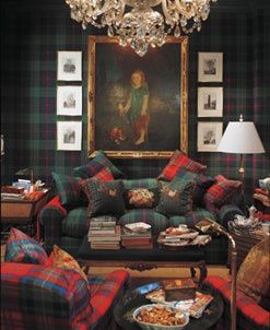 Eye For Design: Decorating With Tartan Plaid......Especially At Christmas Plaid Bedroom, Tartan Decor, Ralph Lauren Interiors, British Punk, English Decor, Plaid Decor, Americana Decor, Inspiring Spaces, Ralph Lauren Home