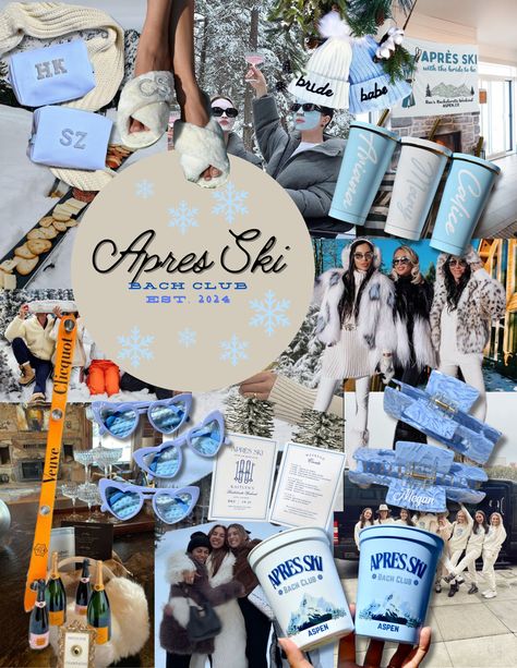 Ski loving brides and bach squads will love the Apres Ski Bach Club theme this winter! Perfect for a cabin weekend get away in the snowy mountains. Amazing Aspen Bachelorette theme Cabin Theme Party Ideas, Apres Ski Bachelorette Party Outfits, Apres Ski With The Bride To Be, Apres Ski Event, Breckenridge Bachelorette Party, Ski Trip Bachelorette Party, Apres Bachelorette, Bachelorette Ski Trip, Apres Ski Birthday Party