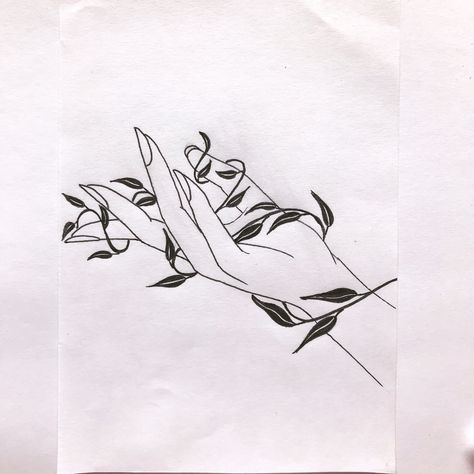 Hand With Vines Drawing, Hand Holding Flower Sketch, Hand Holding Plant Drawing, Feminine Hand Drawing, Feminine Hands Drawing, Hands With Flowers Drawing, Hand Letting Go Drawing, Women Hand Drawing, Hand With Flowers Drawing