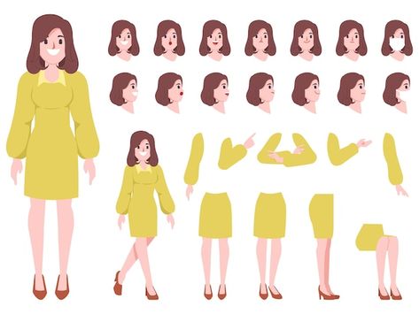 Young woman character for animated creat... | Free Vector #Freepik #freevector #woman-animation #lady-character #woman-character #woman-cartoon Animation Mouth, Woman Animation, Face Animation, Awsome Pictures, 2d Character Animation, Character Female, Woman Cartoon, Woman Character, Emotion Faces