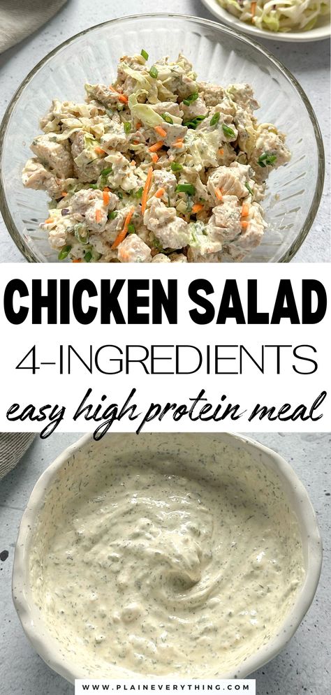 High Protein 4-Ingredient Chicken Salad Recipe Low Carb High Protein Chicken Salad, High Protein Ranch Dressing, High Protein Low Carb Wraps, Chicken Salad Recipe High Protein, High Protein Chicken Salad Recipe, Chicken Salad High Protein, Low Sodium Chicken Salad, Low Fat Chicken Salad, High Protein Ranch