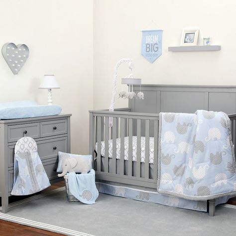 Nojo 8-pc. Crib Bedding Set Elephant Crib Bedding, Elephant Bedding, Boys Crib Bedding Sets, Baby Boy Crib Bedding, Baby Boy Cribs, Baby Room Themes, Baby Boy Bedding, Baby Boy Room Decor, Baby Boy Room Nursery