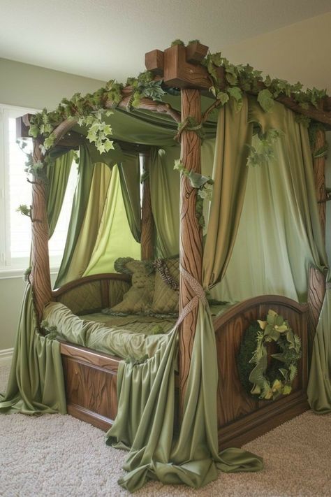 Canopy Bed Stars, Canopy Bed Ideas, Princess Canopy Bed, 4 Bedroom House Designs, Dream Bedroom Inspiration, Intimate Space, Fantasy Rooms, Dark Home Decor, Round Beds